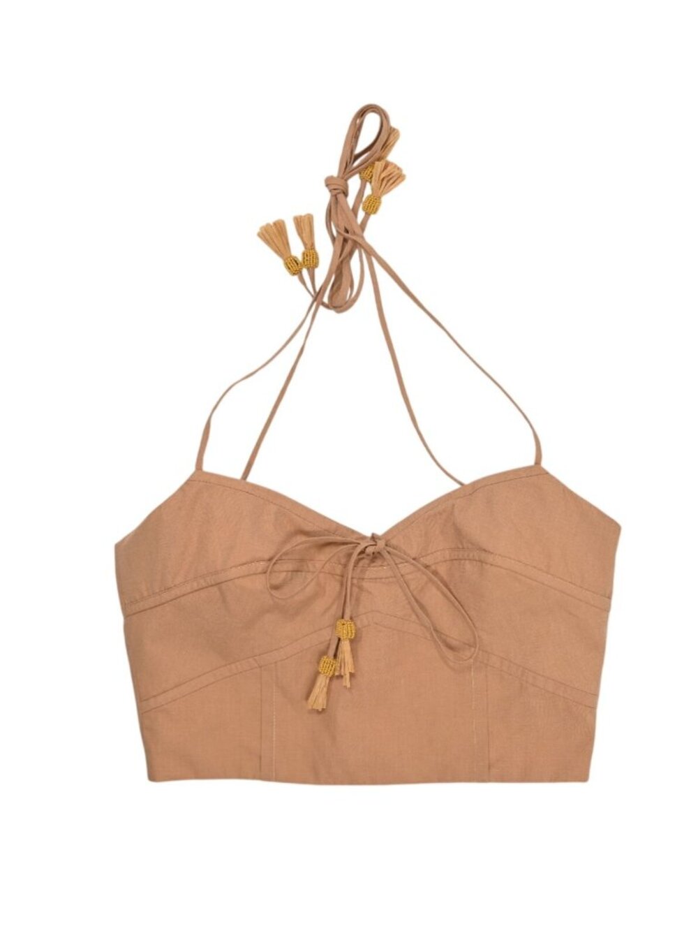 Johanna Ortiz Thar Desert Cotton-Blend Cropped Top in Brown